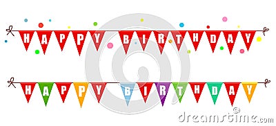 Two garlands of flags happy birthday. Vector illustration Vector Illustration