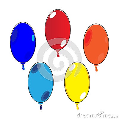 Birthday ballon cartoon with five color variations Vector Illustration