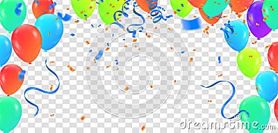 Birthday balloon and celebration banner party happy new year celebration festival background. NYE Vector Illustration