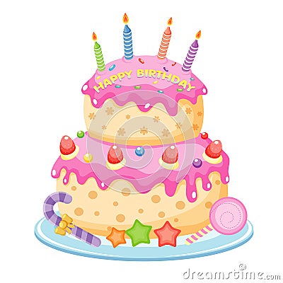 Birthday cake Vector Illustration