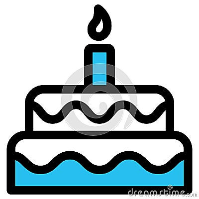 Birthday cake, cake fill vector icon which can easily modify or edit Vector Illustration