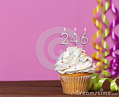 Birthday Cake With Candle Number 246 Stock Photo