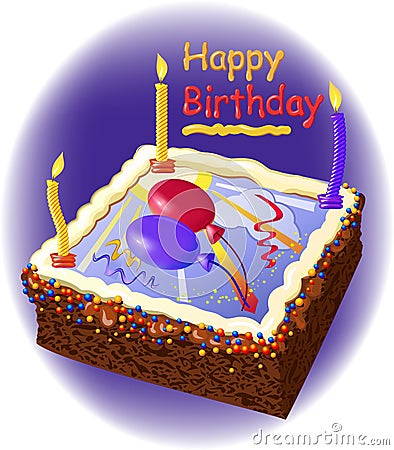 Birthday cake with candles Vector Illustration