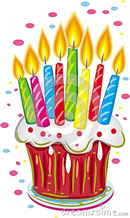 Birthday cake with candles. Vector Illustration