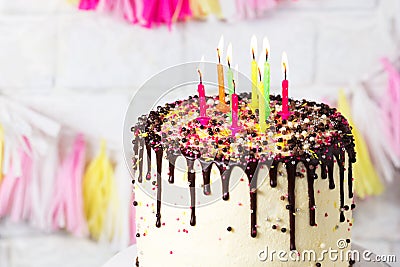 Birthday cake with candles Stock Photo