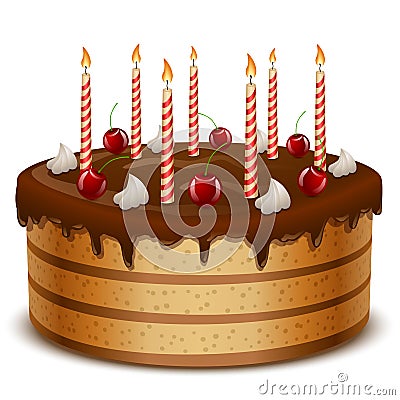 Birthday cake with candles Vector Illustration