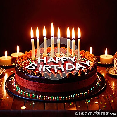 Birthday Cake with text writing Happy Birthday Stock Photo
