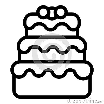 Birthday cake icon outline vector. Anniversary sweet dessert Stock Photo