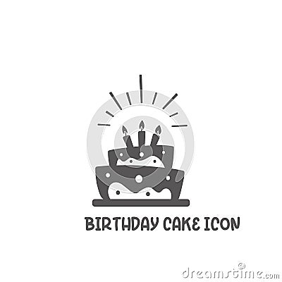 Birthday cake icon simple flat style vector illustration Vector Illustration