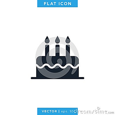 Birthday Cake Icon Vector Design Template. Vector Illustration