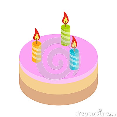 Birthday cake isometric 3d icon Stock Photo