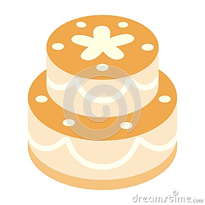 Birthday cake isometric 3d icon Vector Illustration