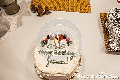 Birthday Cake for Jesus celebrating Christmas Stock Photo