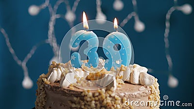 Birthday cake with 39 number candle on blue backgraund Stock Photo