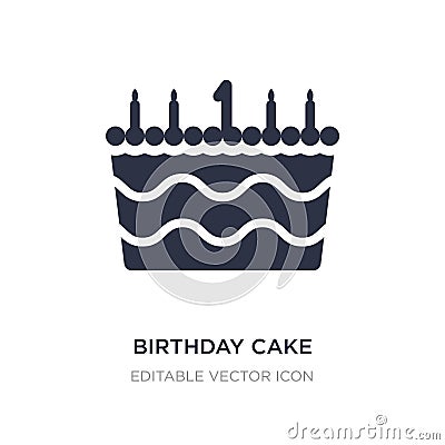 birthday cake with one candle icon on white background. Simple element illustration from Food concept Vector Illustration