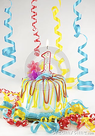 Birthday Cake One Lit Candle Royalty Free Stock Images - Image: 11729099