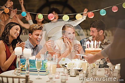 Birthday Cake At A Party Stock Photo