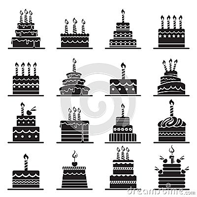 Birthday cake set Vector Illustration