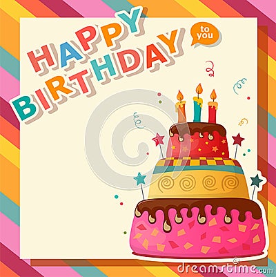 Birthday cake vector card with cake Vector Illustration