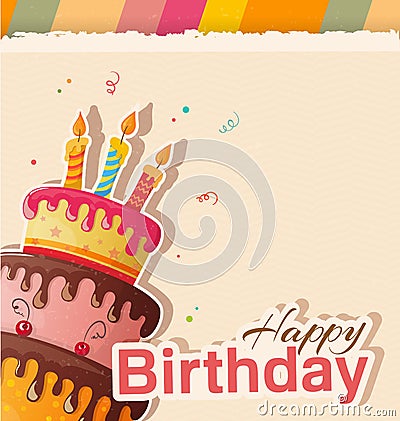 Birthday cake vector card with cake Vector Illustration