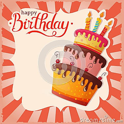 Birthday cake vector card with cake Vector Illustration