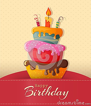 Birthday cake vector card with cake Vector Illustration