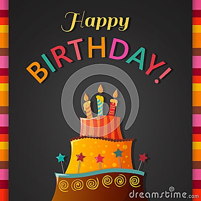 Birthday cake vector card with cake Vector Illustration