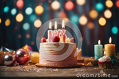 Birthday cake wallpaper hd ai genertaed images Stock Photo