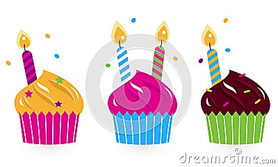 Birthday cakes collection Vector Illustration