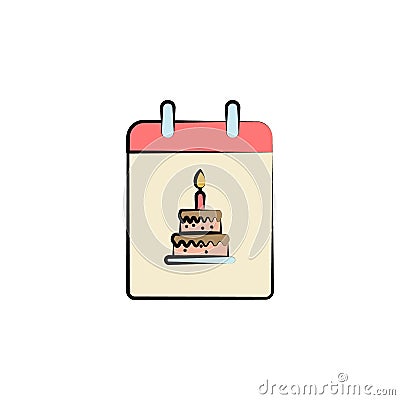 birthday in the calendar colored icon. Element of birthday icon for mobile concept and web apps. Color birthday in the calendar ic Stock Photo