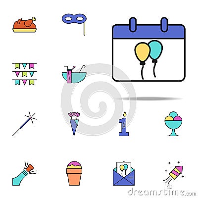 birthday in the calendar colored icon. birthday icons universal set for web and mobile Stock Photo