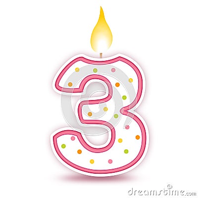 Birthday candle - 3 Vector Illustration