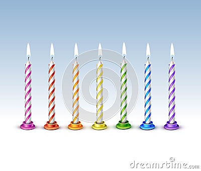 Birthday Candles Flame Fire Light Isolated Vector Illustration