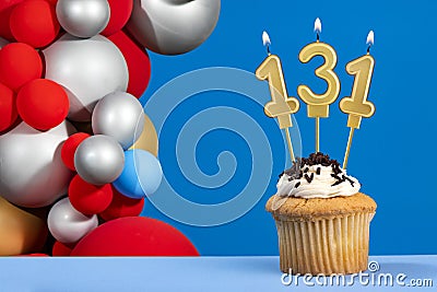 Birthday card with balloons - Candle number 131 Stock Photo