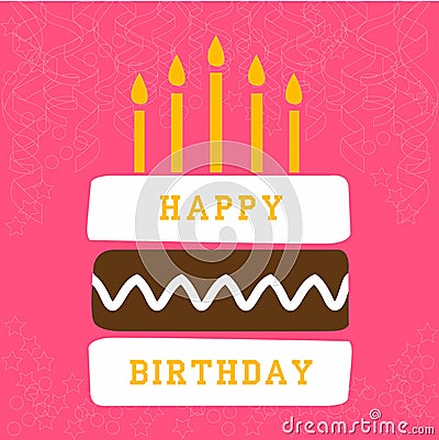 Birthday card with cake Vector Illustration