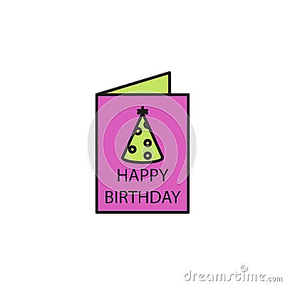 birthday card colored icon. Element of birthday party icon for mobile concept and web apps. Colored birthday card icon can be used Stock Photo