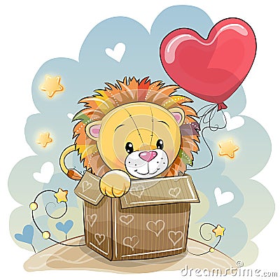 Birthday card with a Cute Lion Vector Illustration