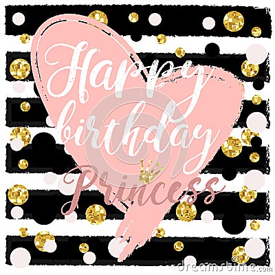 Birthday card Design elements for little princess, glamour girl and woman. vector illustration. Vector Illustration