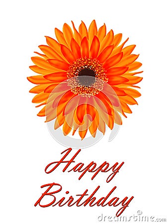 Birthday card with a gerbera flower Stock Photo