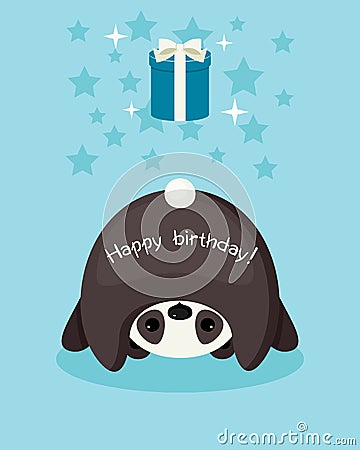 Birthday card with panda Vector Illustration