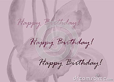 Birthday card with pastel one tone flower. Hand drawn illustration Vector Illustration