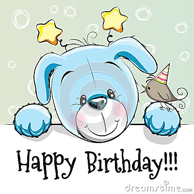 Birthday card with Puppy Vector Illustration
