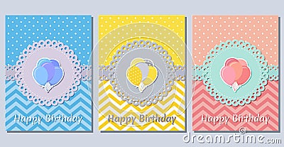 Birthday cards. Holiday templates. Vector illustration. Vector Illustration