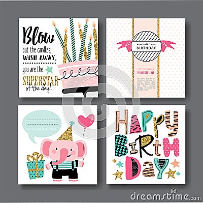 Birthday cards Vector Illustration