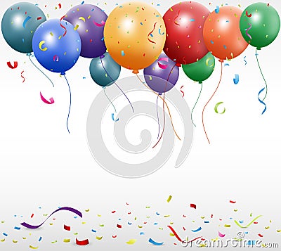 Birthday celebration with balloon and ribbon Vector Illustration