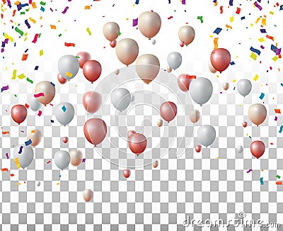 Birthday celebration banner with Colorful confetti and balloons Vector Illustration