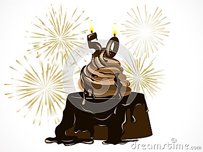 Birthday chocolate cake Vector Illustration