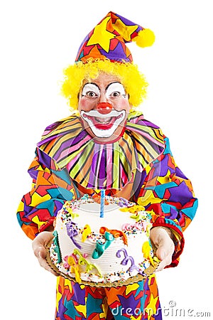 Birthday Clown With Cake Stock Photo