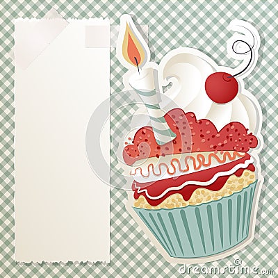 Birthday cupcake Vector Illustration