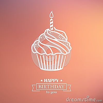 Birthday Cupcake Background With Text Badge Vector Illustration